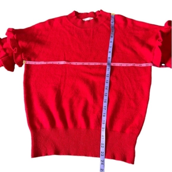 ANTHROPOLOGIE Line & Dot Ruffle Red Sweater - Picture 4 of 6